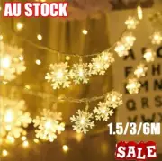 Christmas LED Curtain Window Snowflake String Fairy Lights Waterproof Decor AUAL
