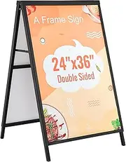 VEVOR A Frame Sidewalk Sign, 61x91cm Heavy Duty Slide-in Signboard Holder, Double-Sided Folding Sandwich Board Signs, Steel Pavement Sign Poster for Outdoor Business Street Advertising (Frame only)