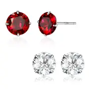 Sterling Silver Round Cubic Zirconia Stud Hypoallergenic Earrings