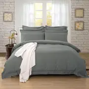 Super Soft Tailored King Size Quilt/Doona/Duvet Cover Set - Charcoal