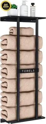 Bathroom Towel Storage Rack,WallMounted 30" with Shelf,Hold 6 Large Towels,Black