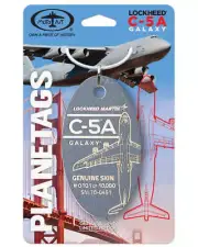 USAF Lockheed Martin C-5A Galaxy 70-0451 Grey Aluminum Jet Plane Skin Bag Tag