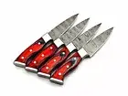 Handmade Damascus Steel Chef Steak Knife Set With Dollar Wood Handle