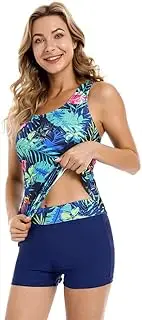 [ShuoBeiter] Modest tankini swimsuit women two-piece swimsuit floral tankini with shorts belly swimsuit beachwear