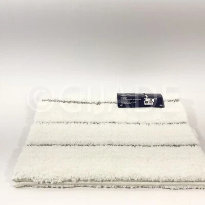 Brooks Brothers Bath Rug 17" x 24" Plush Mat White & Gray New