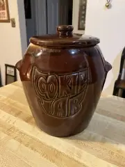 Vintage McCoy Pottery Brown Drip Glaze Cookie Jar Excellent Condition