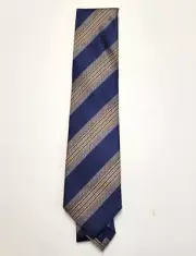 NEW $135 David Donahue Men's Neck Tie 100% SILK Blue Bronze Striped USA MADE