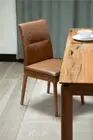 MURRAY SOLID TIMBER BUFFALO LEATHER DINING CHAIR TOFFEE