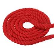 1" 98ft Natural Twisted Cotton Rope 3 Strand Thick Cotton Rope Tug Red