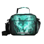 Galaxy Wolf Insulated Lunch Bag Wolf Fire Reusable Lunch Box Cooler Tote Bag ...