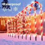 10 Pack Christmas Candy Cane Lights Outdoor Waterproof Pathway Lights