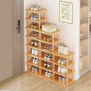 [SAN HE] Bamboo Shoe Rack 17 Tier- Vertical Shoe Rack for Small Spaces, Tall Narrow Shoe Rack Organizer for Closet Entryway Corner Garage and Bedroom,Skinny Shoe Shelf with Free Stackable DIY