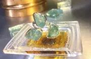 Genuine 925 Sterling Silver Natural 3 Apatite Gemstone Ring Size 8 Adjustable