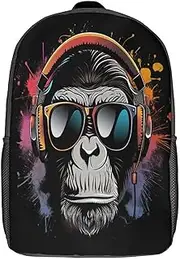 [WUSHAUALNS] School Bags Gorilla Backpacks Kids School Backpack School Bags 3D Printed Cartoon School Bag for Boys Elementary and Middle School Students 17inch