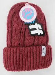 NEFF Women's Syke Acrylic Knit Reversible Beanie Maroon New
