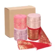 4pcs Chiffon Ribbon, 1"x5 Yard Silk Ribbon, Pink Glitter Fabric Ribbon
