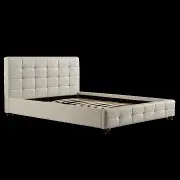 Queen PU Leather Deluxe Bed Frame White