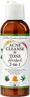 Acne Cleanse and Tone Herbal 2 in 1 Face Wash for Pimples Acne Scarring with Castor Oil Green Tea Manuka Honey Tea Tree Aloe Vitamin E Grapefruit and Hemp Seed
