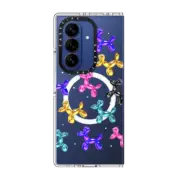 Galaxy Z Fold7 Clear Magnetic Case colorful artistic balloon dogs