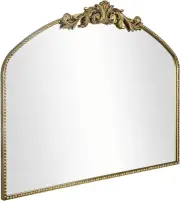 Vintage Gold Arched Mirror 36"X29", Victorian Antique Mantel Mirror with Ornate
