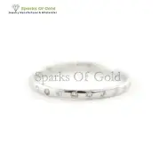 Flush Set Diamond Stackable Ring 14k Solid White Gold Fine Jewelry Gift For Her