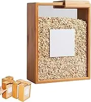 Wooden Cereal Storage Box, Clear Moistureproof Rice Storage Container with Slide Lid for Grains Snacks Cereals Dry Goodsm, Dry Food Dispenser Large Capacity (1 Pcs)