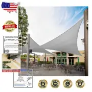 22' Grey Triangle Sun Shade Sail Canopy - 95% UV Protection, Heavy-Duty Fabric