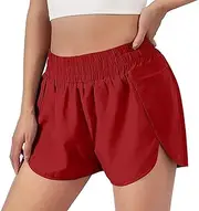 [Generic] Women's Quick-Dry Running Shorts - Workout Sport Layer Active Shorts with Pockets
