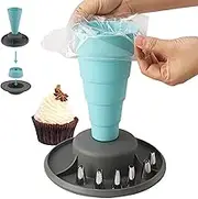 Piping Bag Holder Safe PP Foldable Piping Bag Stand with Stable Pedestal, Space Saving Cupcake Nozzle Cake Decorating Tool for Household-
