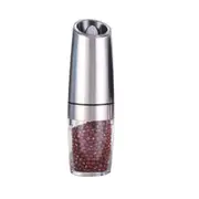 Electric Pepper Grinder, Salt and Pepper Mill & Adjustable Coarseness, Battery Powered with LED Light, Stainless Steel (Single / Silver)