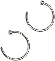 VALICLUD 8mm Titanium Nose Ring 2pcs C-shape Open Nose Hoop Steel Comfortable for Both Genders