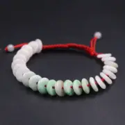Jadeite Gemstone Beaded Fine Bracelets For Women Chinese Jade Red String Link