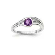 14K White Gold Real Diamond u0026 Amethyst Ring