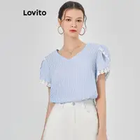 在飛比找蝦皮商城優惠-Lovito 女士休閒條紋布料拼接襯衫 L68ED009 (