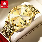OLEVS Men Quartz Watch Minimalist Fashion Business Wristwatch Calendar Date Week Waterproof Steel Watch