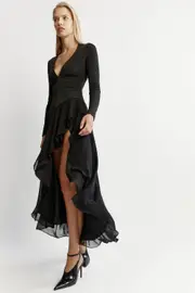 carmine high low dress in black