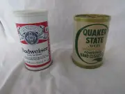 Novelty cans(Budweiser(handkerchiefs)/QuakerState(hand cleaner)) NEVER OPENED