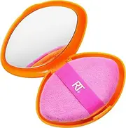 Real Techniques Miracle 2-In-1 Powder Puff + Travel Case, Dual-Sided Makeup Blending Puff, Elastic Band, Precision Makeup Sponge & Powder Puff, For Liquid, Cream & Powders, Travel Case, 2 Count