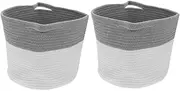 MERRYHAPY 2pcs Cotton Rope Storage Basket Durable Woven Organizer for Nursery Laundry Round Design Space Efficient Bins for Desktop Home Storage