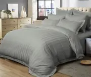 1000TC Ultra Soft Striped Quilt/Duvet/Doona Cover Set(Queen/King/Super King Size Bed)- Grey