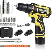 Cordless Electric Screwdriver: 12V Rechargeable Electric Drill Driver, 34 PCS Power Drill Bits, Diy Tools Set With Led Light & Charger 25+1 Torque, 2000mAh Li-ion 2 Speed For Home, Office, Workplace
