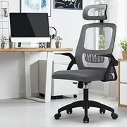 [OIKITURE] Ergonomic Office Chair Back Support, Computer Chair Desk Chair with Breathable Cover and Skin-Friendly Mesh Dark Grey and Black