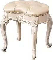 Footstool Dressing Table Heart Makeup Vanity Table Foot Table Chair with Soft Cushion Padded Seat (Color : Silver Size : Velvet)