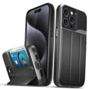 vCommute for iPhone 15 Pro Max Wallet Case, [Military Grade Drop Black
