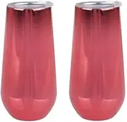 Oasis Stainless Steel Double Wall Insulated Champagne Flute 180Ml - Mirror Ruby