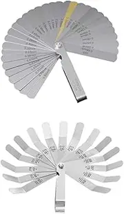 2 PCS Stainless Steel Feeler Gauge Set, 32 Blades 0.04-0.88 mm Dual Marked Metric and Imperial Gap Measuring Tool and 16 Blades Standard SAE and Metric Gap Width/Thickness Measuring Tool