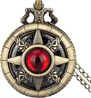 [Generic] Pocket Watch With Chain - Hand Winding Gemstone Brass Pocket Watch | Steampunk Style for Graduation, Birthday | Vintage Pocket Watch with Chain, Hand Winding Gemstone Pocket Watch with Chain