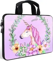 AMARY14 15 15.4 15.6 inch Laptop Handle Bag Computer Protect Case Pouch Holder Notebook Sleeve Neoprene Cover Soft Carrying Travel Case for Dell Lenovo Toshiba HP Chromebook ASUS Acer (Pink Unicorn)