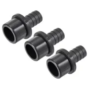 3Pcs PVC Pipe Fitting 20mm Barbed x 32mm OD Spigot Straight Hose Connector Black