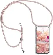 YAMCCCSE Mobile Phone Lanyard Case for Oppo Reno 13 FS/Reno 13 F with Strap, Transparent Mobile Phone Chain, Mobile Phone Case with Cord for Hanging, Mobile Phone Pendant Necklace Lanyard Case – Rose